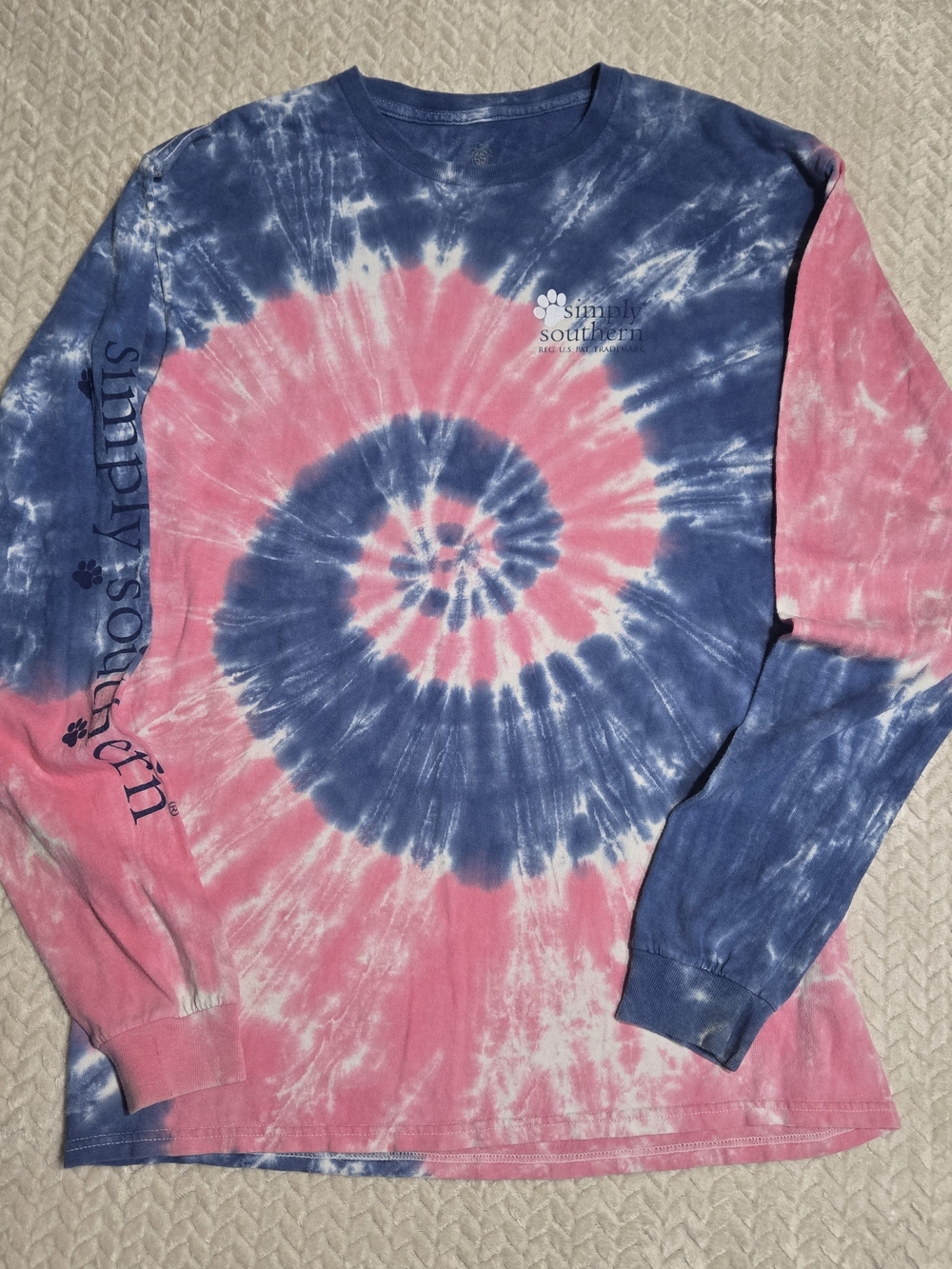 Simply Southern Women's Pink & Navy Tie-Dye Long Sleeve Tee